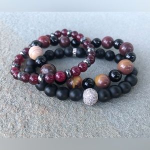 Caroline Roussel Jewelry. Set of 3 bracelets. Semi precious stones. New.